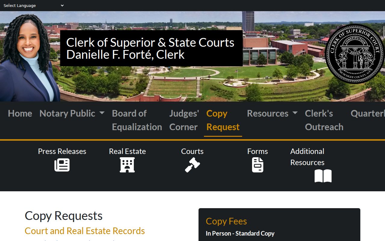 Muscogee County criminal court case clerk copy request