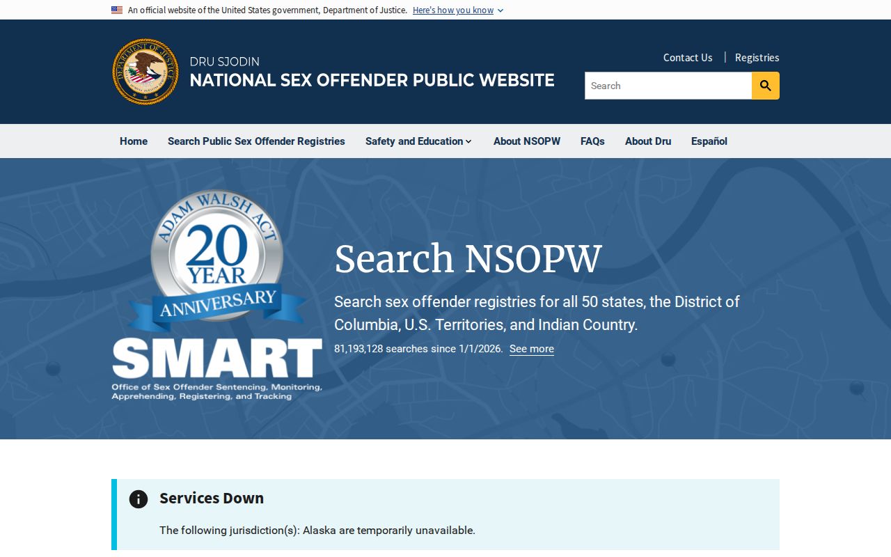 National sex offender public website for cross-state searches near Muscogee County